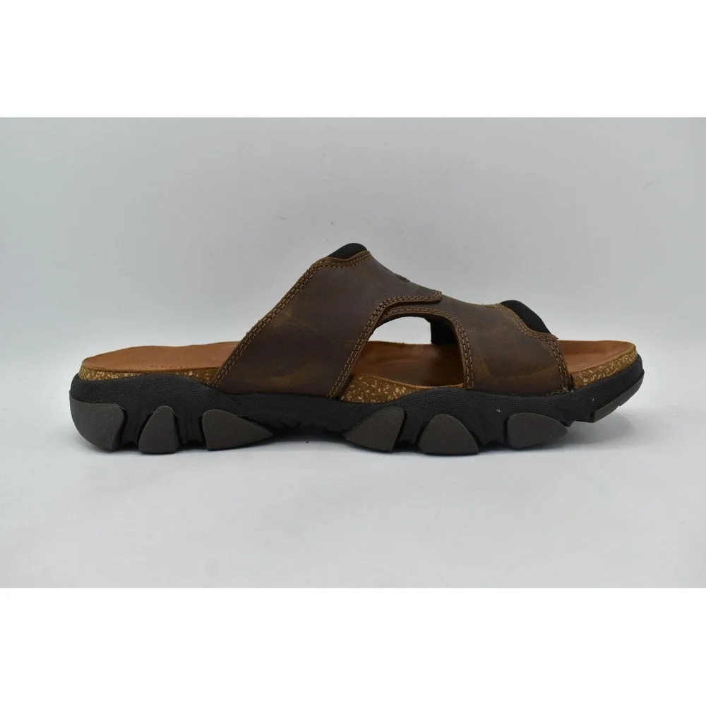 Keen Mens Size 11.5 Daytona II Bison Brown Black Leather Slides Sandals Shoes